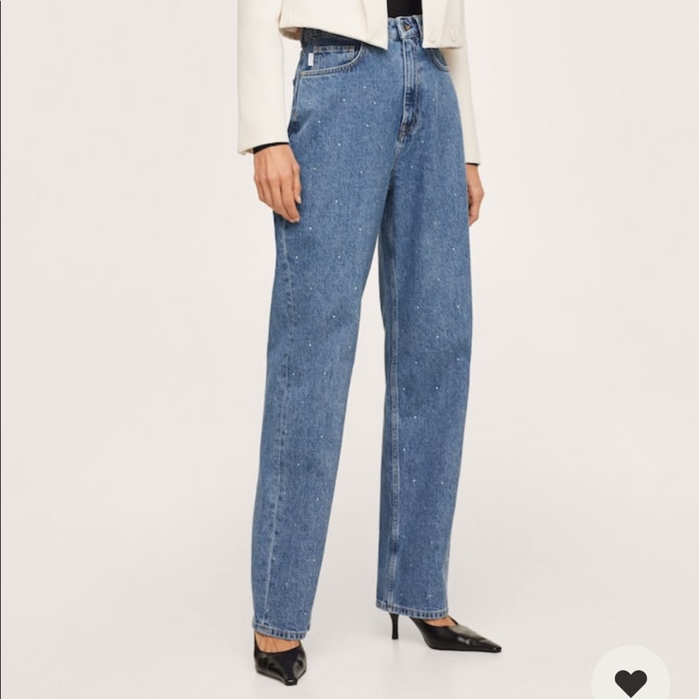 Mango Straight-Fit Strass Jeans